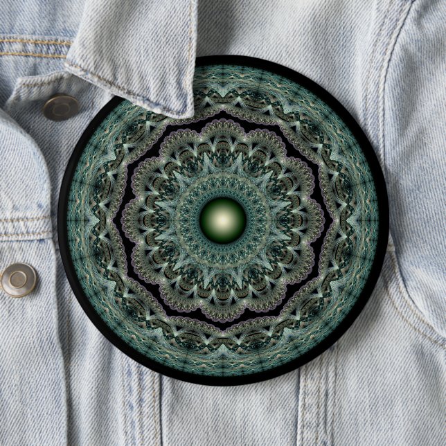 Spellbinding fractal glossy fancy ornament 6 cm round badge (In Situ)