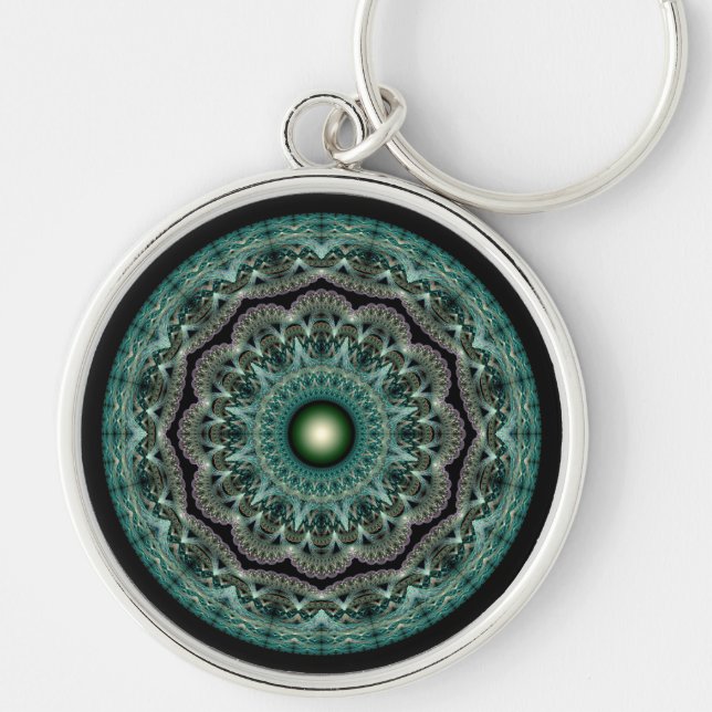 Spellbinding fractal glossy fancy ornament key ring (Front)