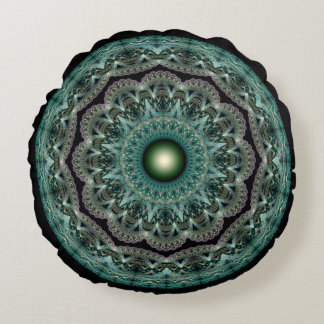 Spellbinding fractal glossy fancy ornament round cushion