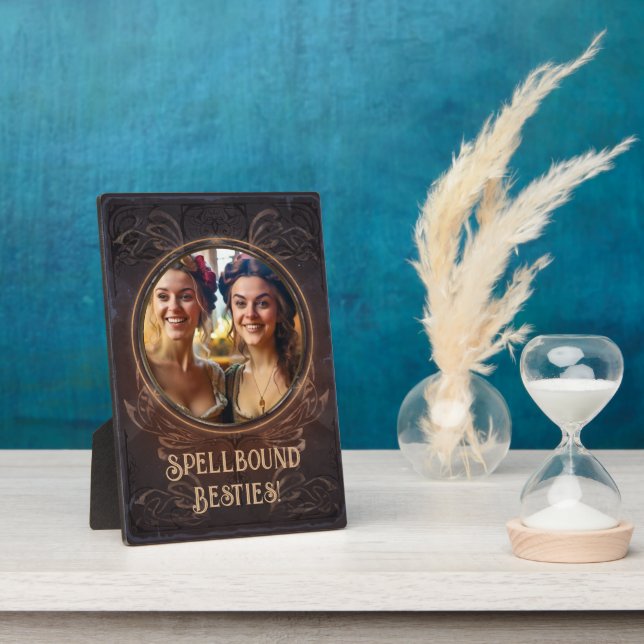 Spellbound besties - Witchy mediaeval memory gift Plaque (Side)