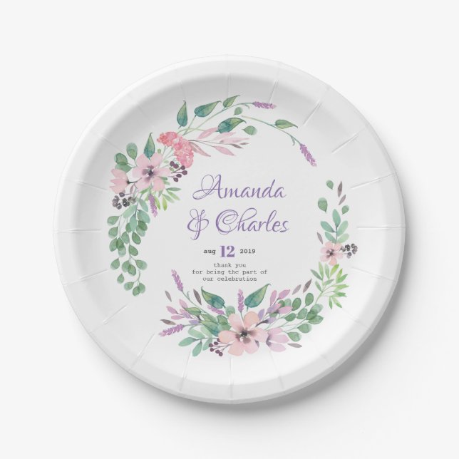 Spellbound Flowers Wreath Frame Paper Plate (Front)