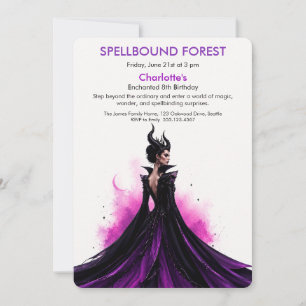 Spellbound Forest Dark Fairy Birthday Party  Invitation