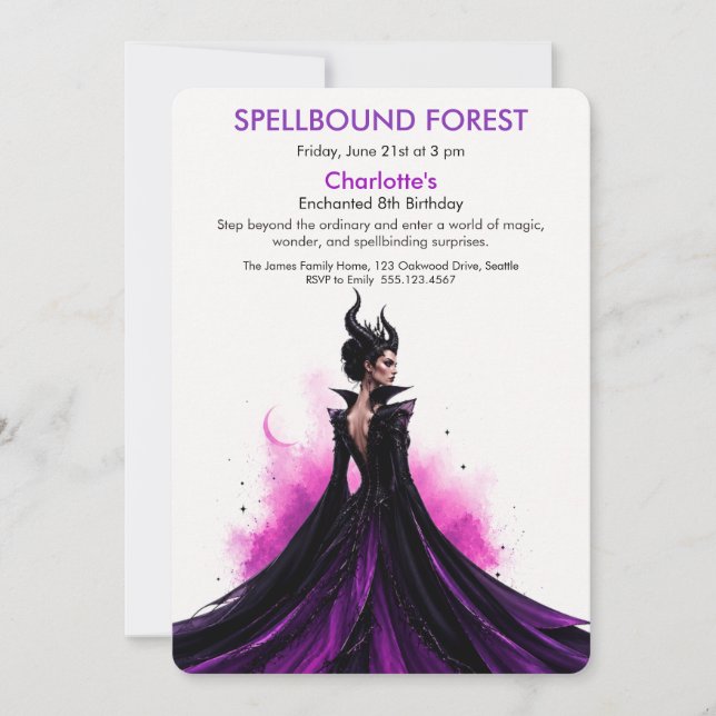 Spellbound Forest Dark Fairy Birthday Party  Invitation (Front)
