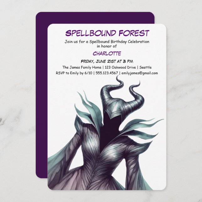 Spellbound Forest – Dark Fairy Birthday Party  Invitation (Front/Back)