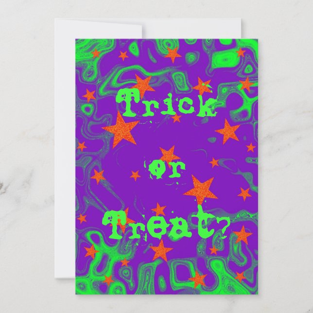 Spellbound purple 'Trick or Treat?' invitation (Front)