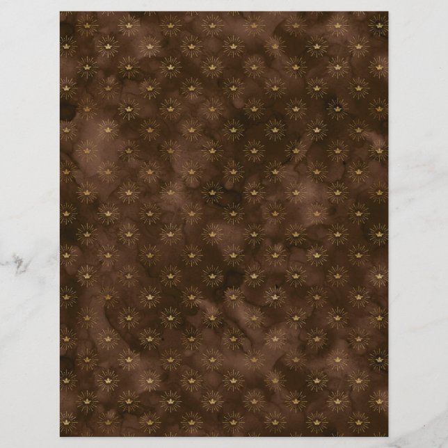 Spellcaster Brown & Gold Scrapbook Paper Sheet (Front)