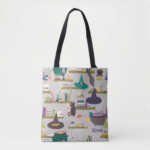 Spellcaster Shelves Witch Halloween Tote Bag
