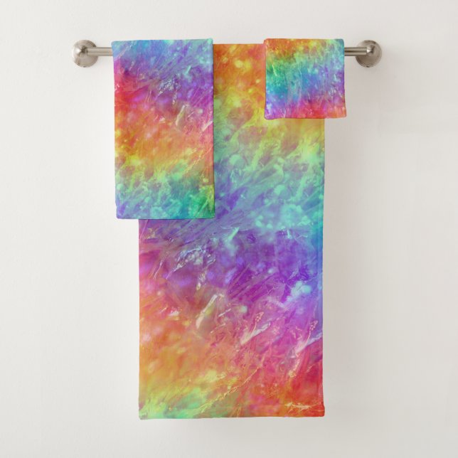 spellcaster - vivid rainbow prism ombre : bath towel set (Insitu)