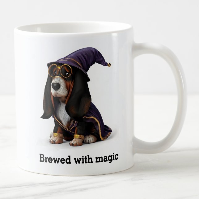 Spellcasting Basset Hound Wizard Dog Coffee Mug (Creator Uploaded)