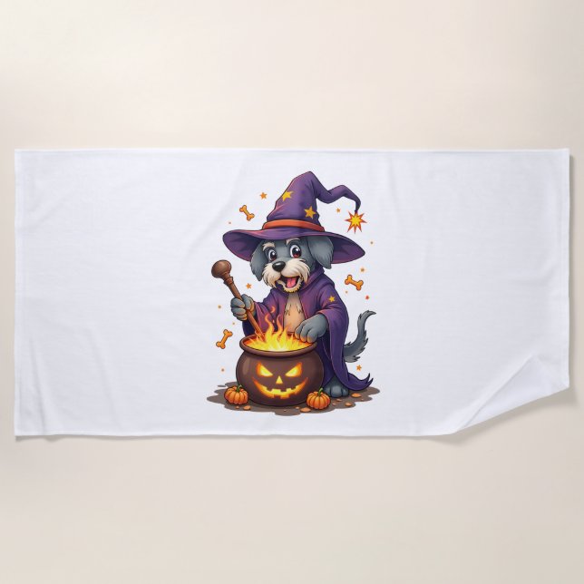 Spellcasting Schnauzer Beach Towel (Front)