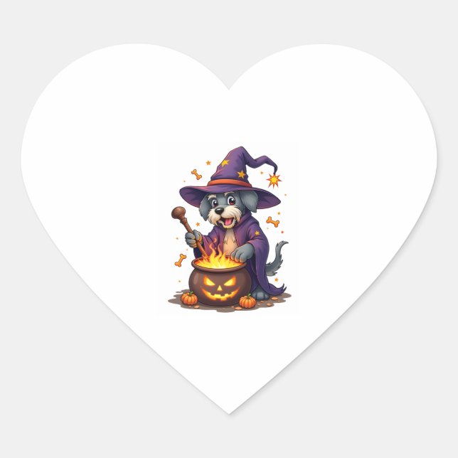 Spellcasting Schnauzer Heart Sticker (Front)