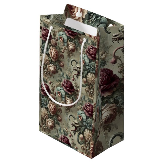 Spellhound – Gothic Floral Baroque Small Gift Bag (Front Angled)
