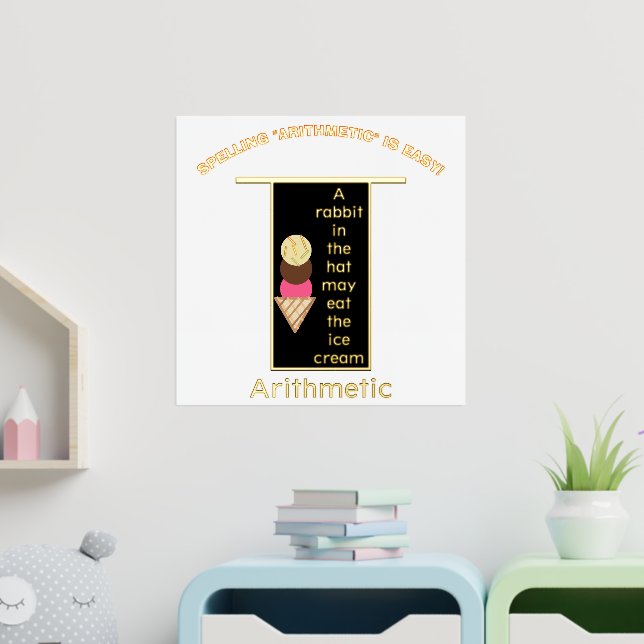 Spelling Arithmetic Magic Hat Ice Cream Gold Foil Foil Prints (In Situ (Nursery))