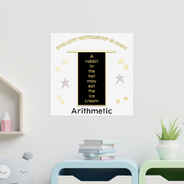 Spelling Arithmetic Rabbit in Hat Gold Stars Foil Foil Prints (In Situ (Nursery))