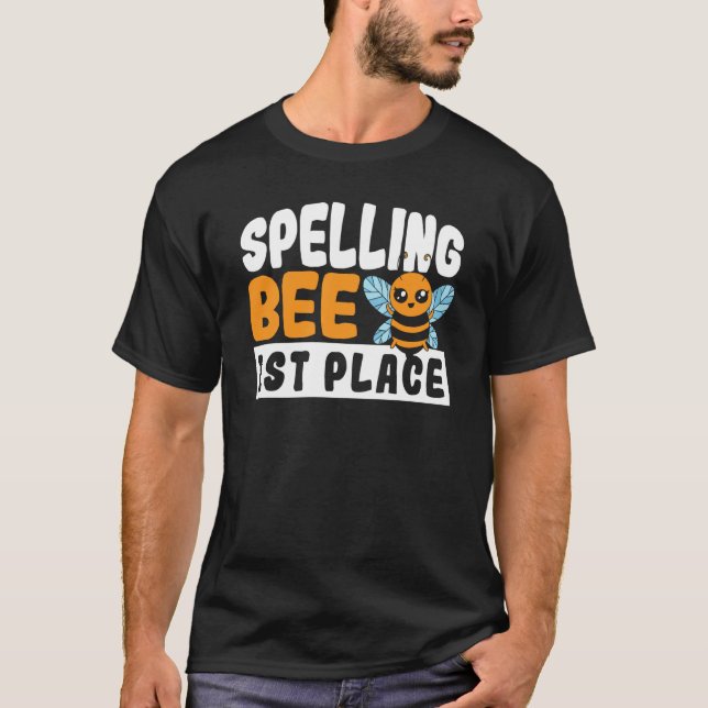 Spelling Bee 1st Place School Spelling Bee T-Shirt (Front)