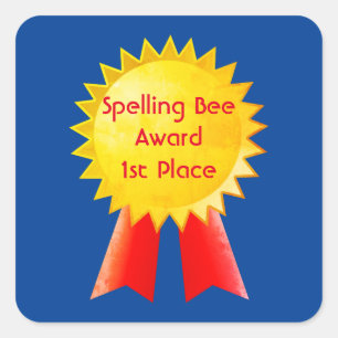 Spelling Bee Award 1st Place Homeschool Square Sticker