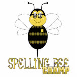 Spelling Bee Champ Ornament Photo Sculpture Decoration<br><div class="desc">Cute smiling bumble bee in yellow and black plaid wearing glasses and a pocket protector. Says "Spelling Bee Champ". Great for bumble bee lovers!</div>