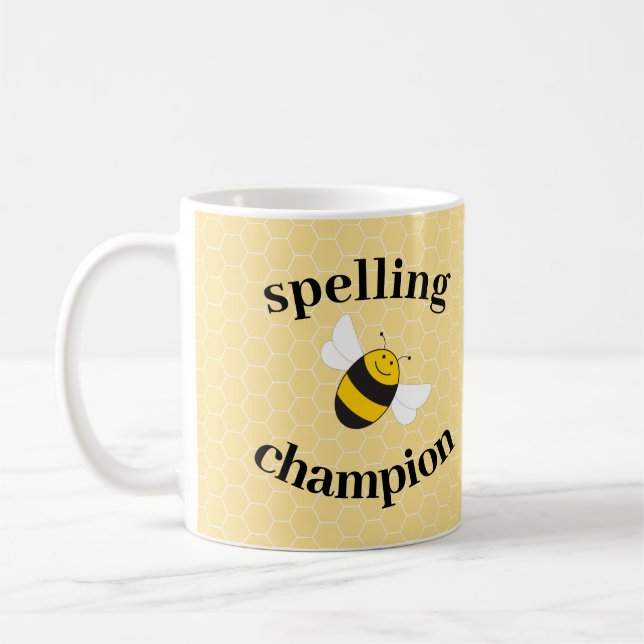 Spelling bee champion award for school competition coffee mug (Left)