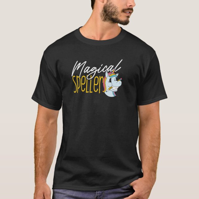 Spelling Bee Champion  Girls School Unicorn Spelli T-Shirt (Front)