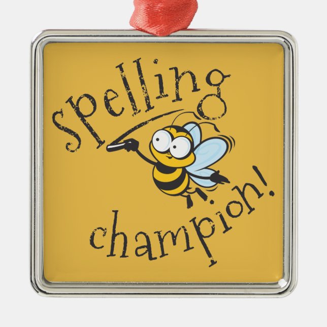 Spelling Bee Champion Metal Tree Decoration (Front)