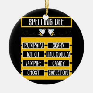 Spelling Bee Pun Halloween Costume for Teachers Ceramic Tree Decoration