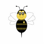 SpellingBee Bumble Bee Ornament Photo Sculpture Decoration<br><div class="desc">Cute smiling bumble bee in yellow and black plaid wearing glasses and a pocket protector. Great for bumble bee lovers!</div>