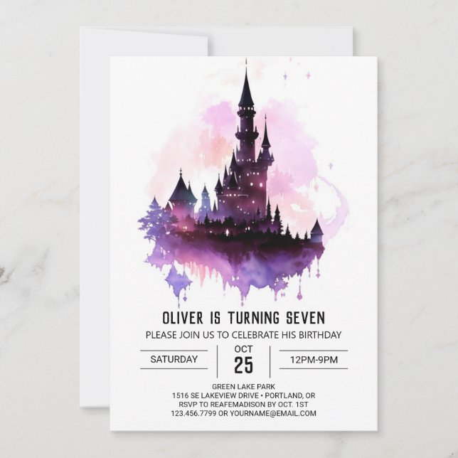 Spells And Wizard Birthday Invitation (Front)