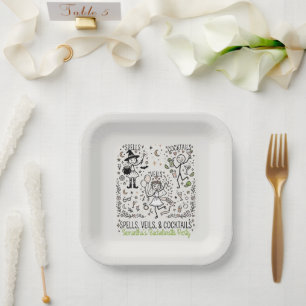 Spells, Veils, and Cocktails Bachelorette Party Paper Plate