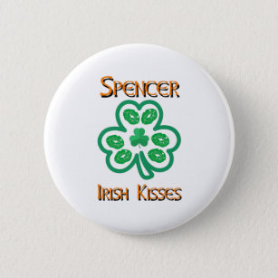 Spencer Irish Kisses Clover Shamrocks Lips 6 Cm Round Badge