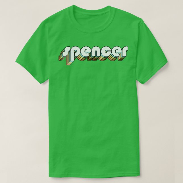 Spencer Retro Rainbow Typography Faded Style T-Shirt (Design Front)