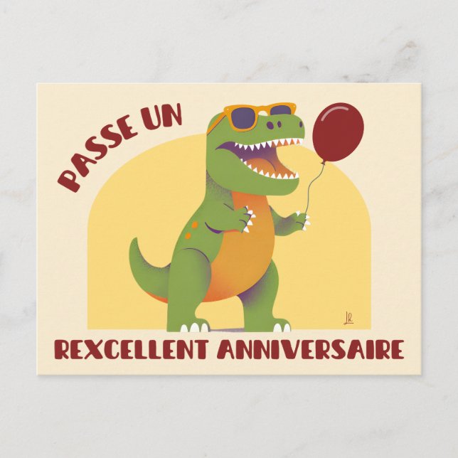 Spend an exquisite birthday - funny dinosaur postcard (Front)