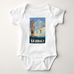Spend the Day Skiing Vintage Baby Bodysuit