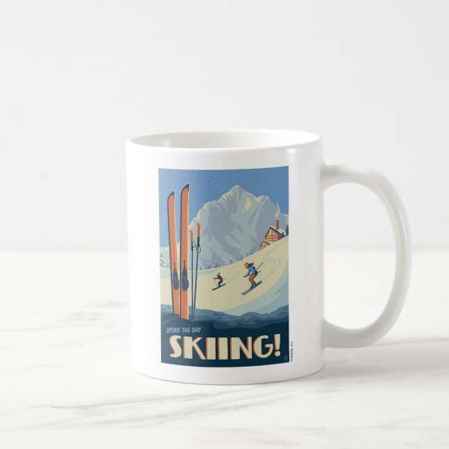 Spend the Day Skiing Vintage Coffee Mug (Right)