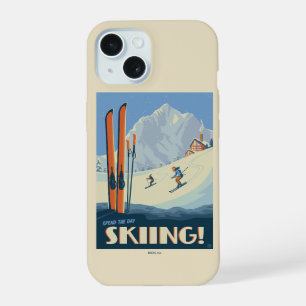 Spend the Day Skiing Vintage iPhone 15 Case