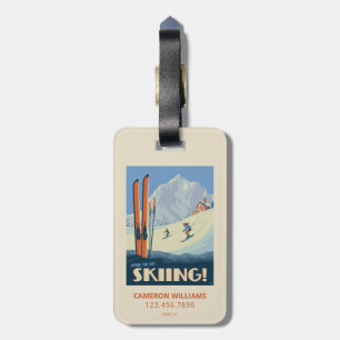 Spend the Day Skiing Vintage Luggage Tag