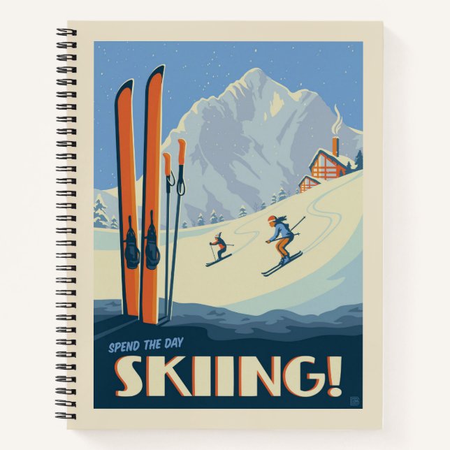 Spend the Day Skiing Vintage Notebook (Front)