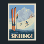 Spend the Day Skiing Vintage Postcard<br><div class="desc">Celebrate the joy of winter adventures with the "Spend the Day Skiing" vintage poster by Anderson Design Group. Featuring skiers gliding down a snowy mountain with bright orange skis in the foreground,  this artwork brings retro charm to any ski lodge or winter home.</div>