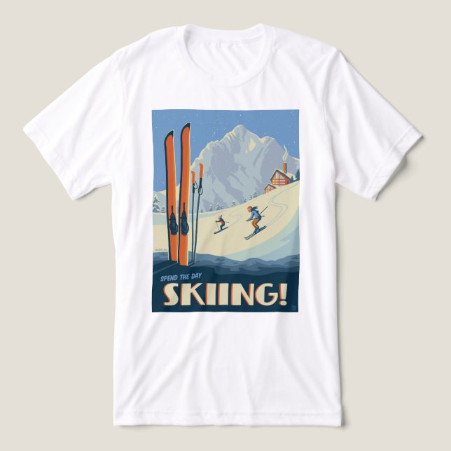 Spend the Day Skiing Vintage Tri-Blend Shirt (Design Front)