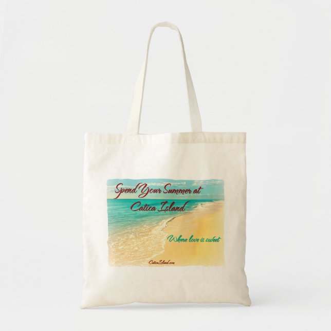Spend Your Summer at Catica Island Tote Bag (Front)