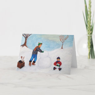 Spending a Snow Day Together with "Happy Holidays" Holiday Card