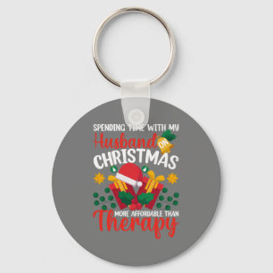 Spending Time With Husband On Christmas Funny Sant Key Ring