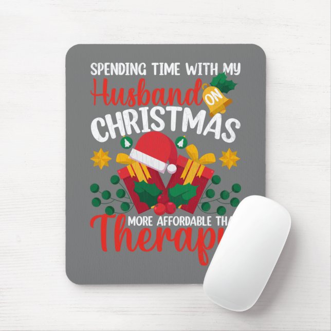 Spending Time With Husband On Christmas Funny Sant Mouse Mat (With Mouse)