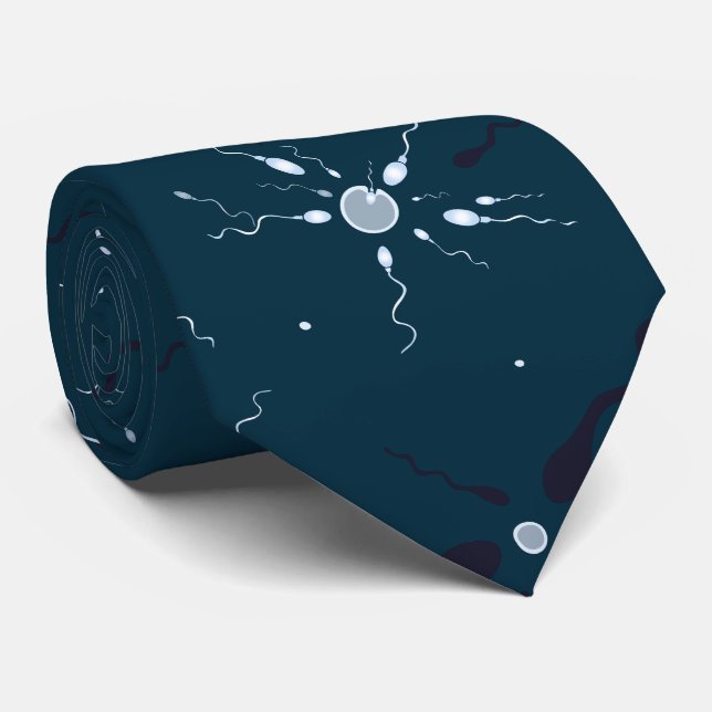Sperm and Eggs Fertility Doctor Dark Blue Tie (Rolled)