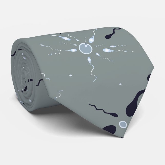 Sperm and Eggs Fertility Doctor Dark Grey Tie (Rolled)