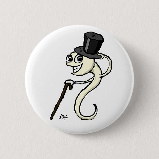Sperm in a Top Hat Button (Front)