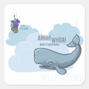 Sperm Whale and Bowl of Petunias Square Sticker