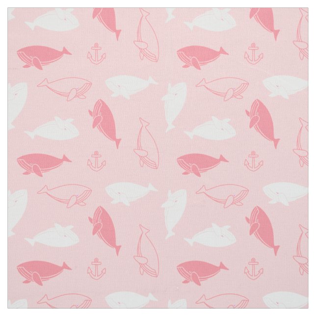 Sperm Whale Pattern (Pink) Fabric (Swatch)