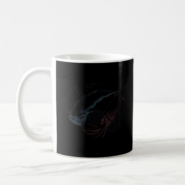Sperm Whale Vs Giant Squid Traditional Ink Illustr Coffee Mug (Left)
