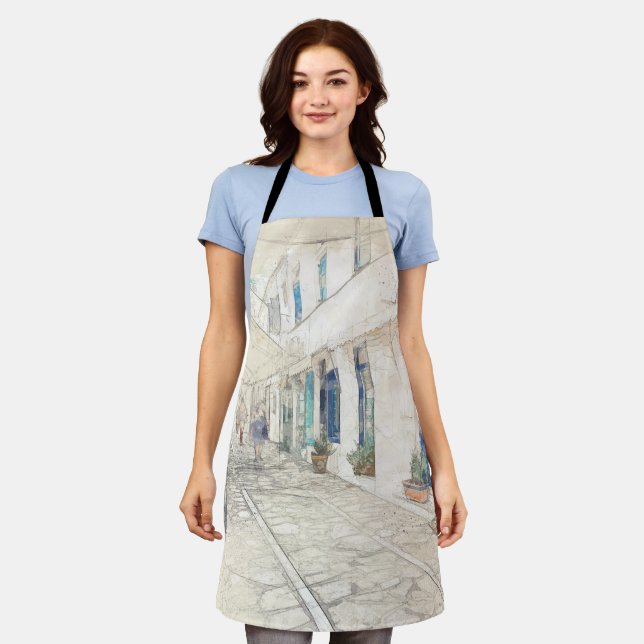 Spetses Greece Apron – Traditional Greek Island  (Worn)