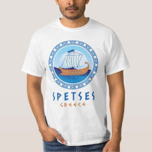 Spetses, Greece Greek Ship Design Men's T-Shirt